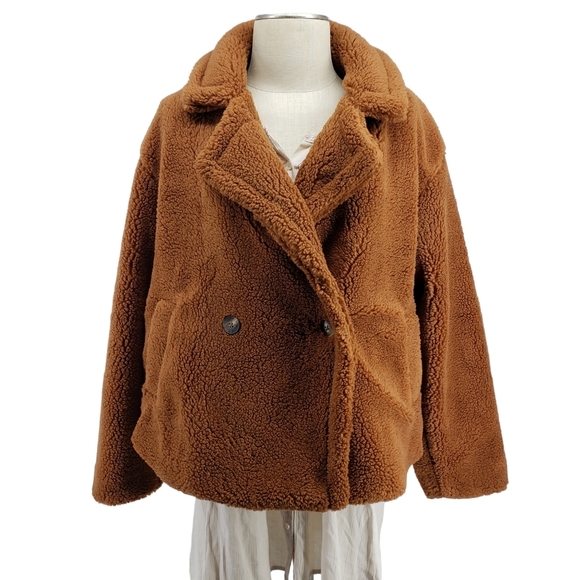 GAP Womens Size Large Camel Plush Sherpa Jacket NWT - Picture 1 of 10